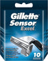 Gillette Sensor Excel 10 Men's Shaving Cartridges